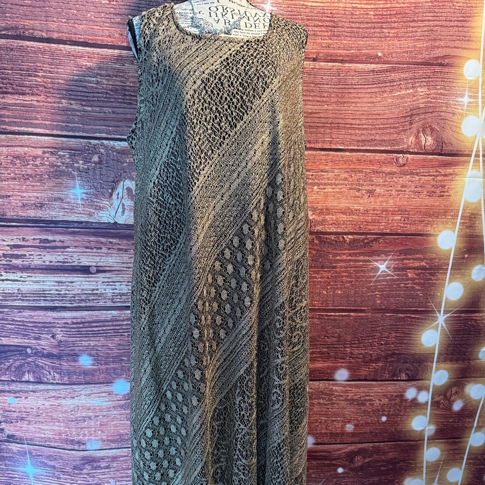 MSK Women Gold & Black Shimmering Lined Dress. Size XL